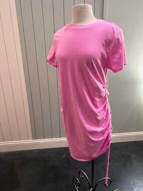 Universal Thread Pink Ruched-Side Crewneck Tee Dress